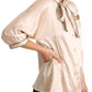 Dolce & Gabbana Beige Ribbon Silk Stretch Top Blouse