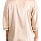 Dolce & Gabbana Beige Ribbon Silk Stretch Top Blouse