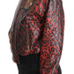 Dolce & Gabbana Red Leopard Embellished Crystal Leather Jacket