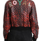 Dolce & Gabbana Red Leopard Embellished Crystal Leather Jacket