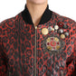 Dolce & Gabbana Red Leopard Embellished Crystal Leather Jacket