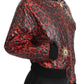 Dolce & Gabbana Red Leopard Embellished Crystal Leather Jacket