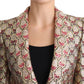 Dolce & Gabbana Gold Red Floral Sequined Blazer Jacket