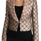 Dolce & Gabbana Gold Red Floral Sequined Blazer Jacket