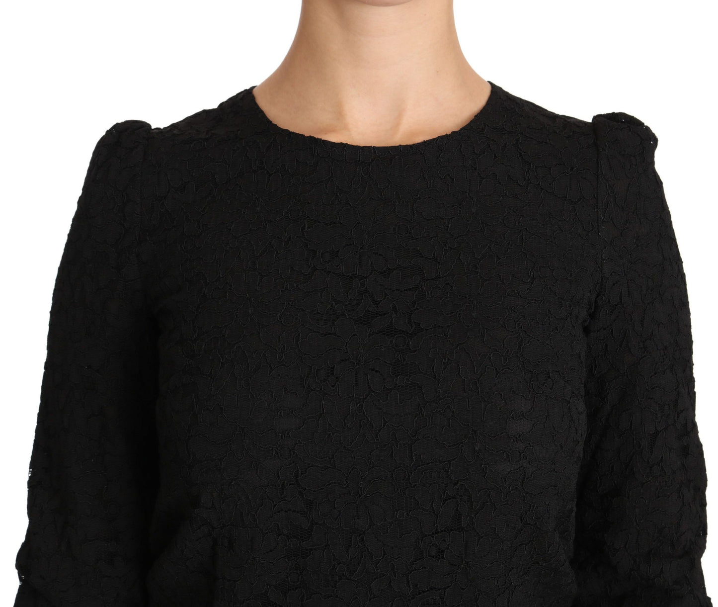 Dolce & Gabbana Black Floral Lace Zipper Top Blouse