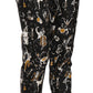 Dolce & Gabbana Black Jazz Club Print High Waist Tapered Pants