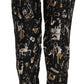 Dolce & Gabbana Black Jazz Club Print High Waist Tapered Pants