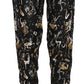 Dolce & Gabbana Black Jazz Club Print High Waist Tapered Pants