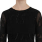 John Richmond Black Silk Sequined Mini Shift Gown