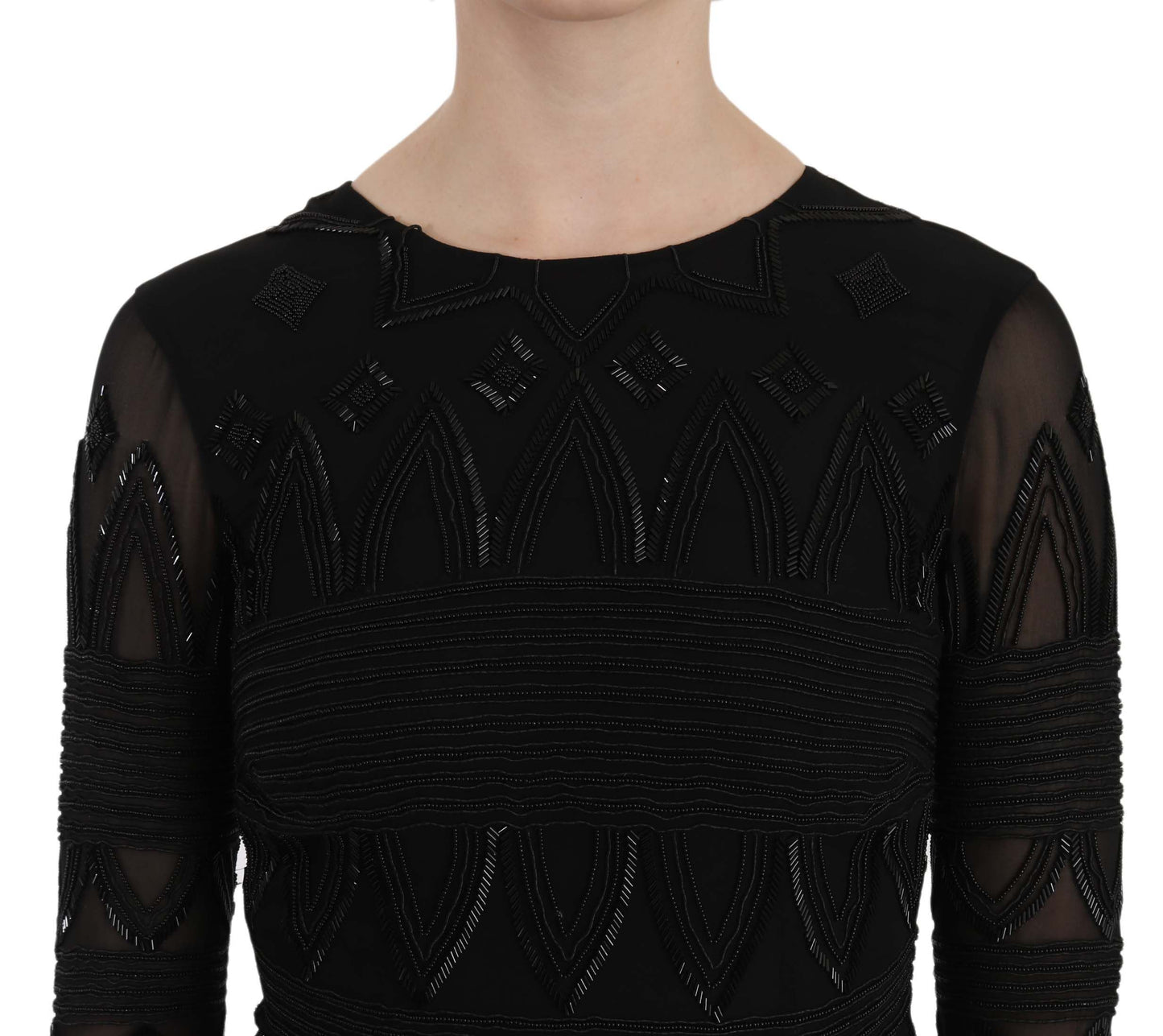 John Richmond Black Silk Sequined Mini Shift Gown