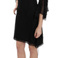 John Richmond Black Sequined Silk Mini Shift Gown