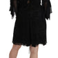 John Richmond Black Sequined Silk Mini Shift Gown