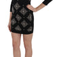 John Richmond Black Crystal Stretch Mini Shift Dress