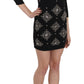 John Richmond Black Crystal Stretch Mini Shift Dress