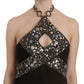 John Richmond Black Sequined Stretch Mini Shift Dress