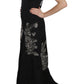 John Richmond Black Sequined Flare Strapless Dress