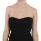 John Richmond Black Sequined Flare Strapless Dress