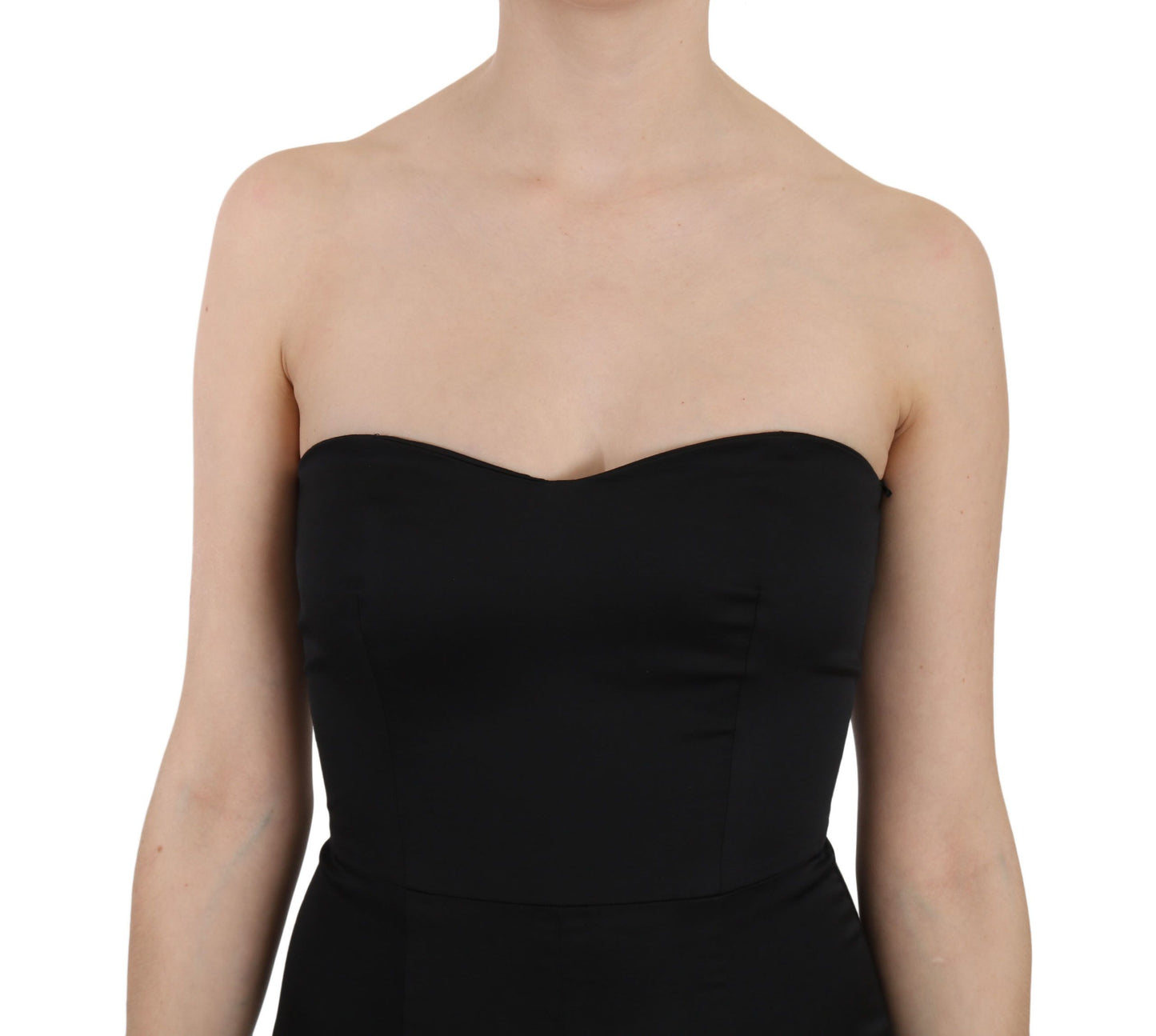 John Richmond Black Sequined Flare Strapless Dress