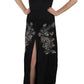 John Richmond Black Sequined Flare Strapless Dress