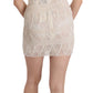 John Richmond Beige Beaded Silk Short Mini Gown  Dress