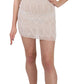 John Richmond Beige Beaded Silk Short Mini Gown  Dress