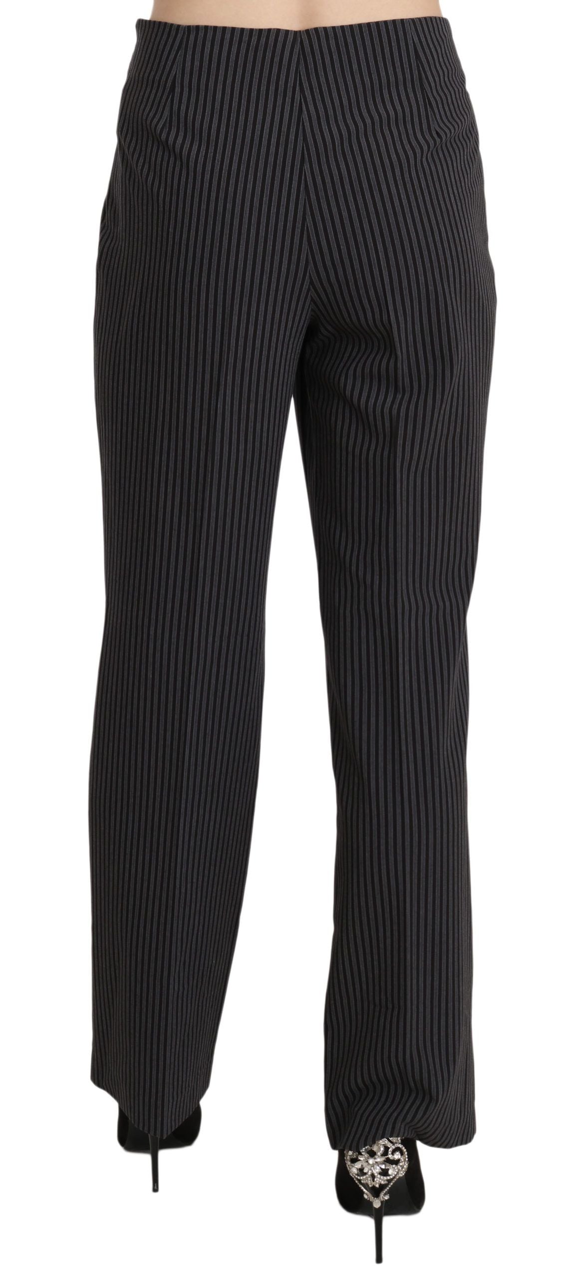 BENCIVENGA Black Striped Cotton Sretch Dress Trousers Pants