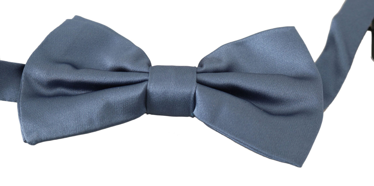 Dolce & Gabbana Blue 100% Silk Adjustable Neck Papillon Bow tie