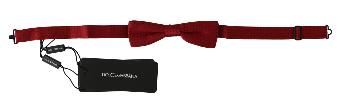 Dolce & Gabbana Red Dotted Silk Adjustable Neck Papillon Bow Tie