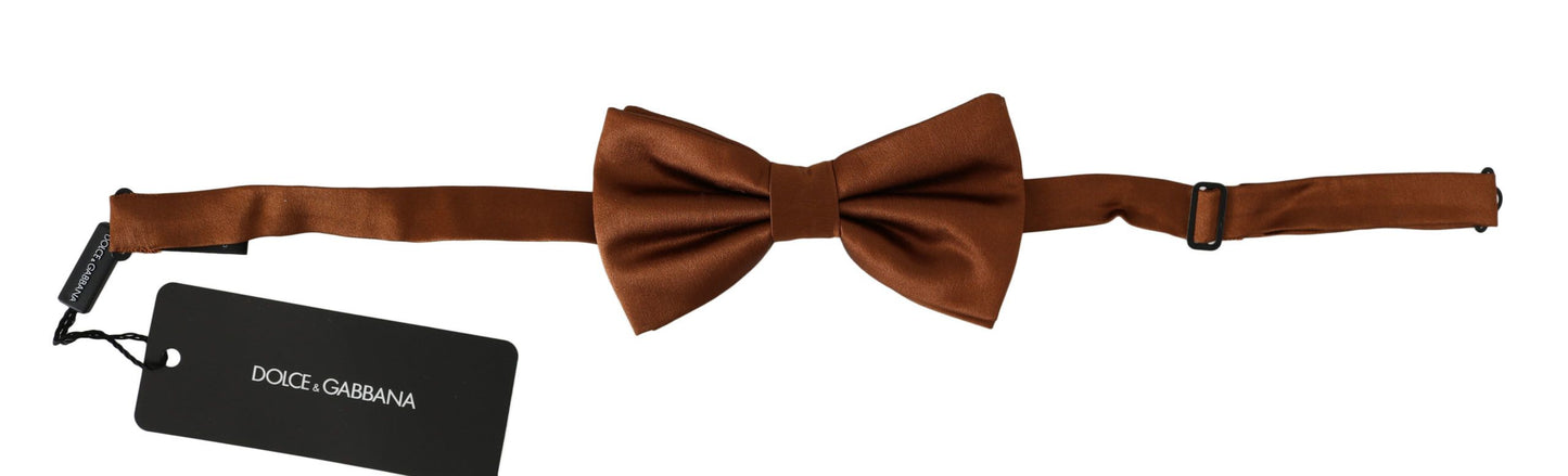 Dolce & Gabbana Men Brown 100% Silk Adjustable Neck Papillon Bow Tie