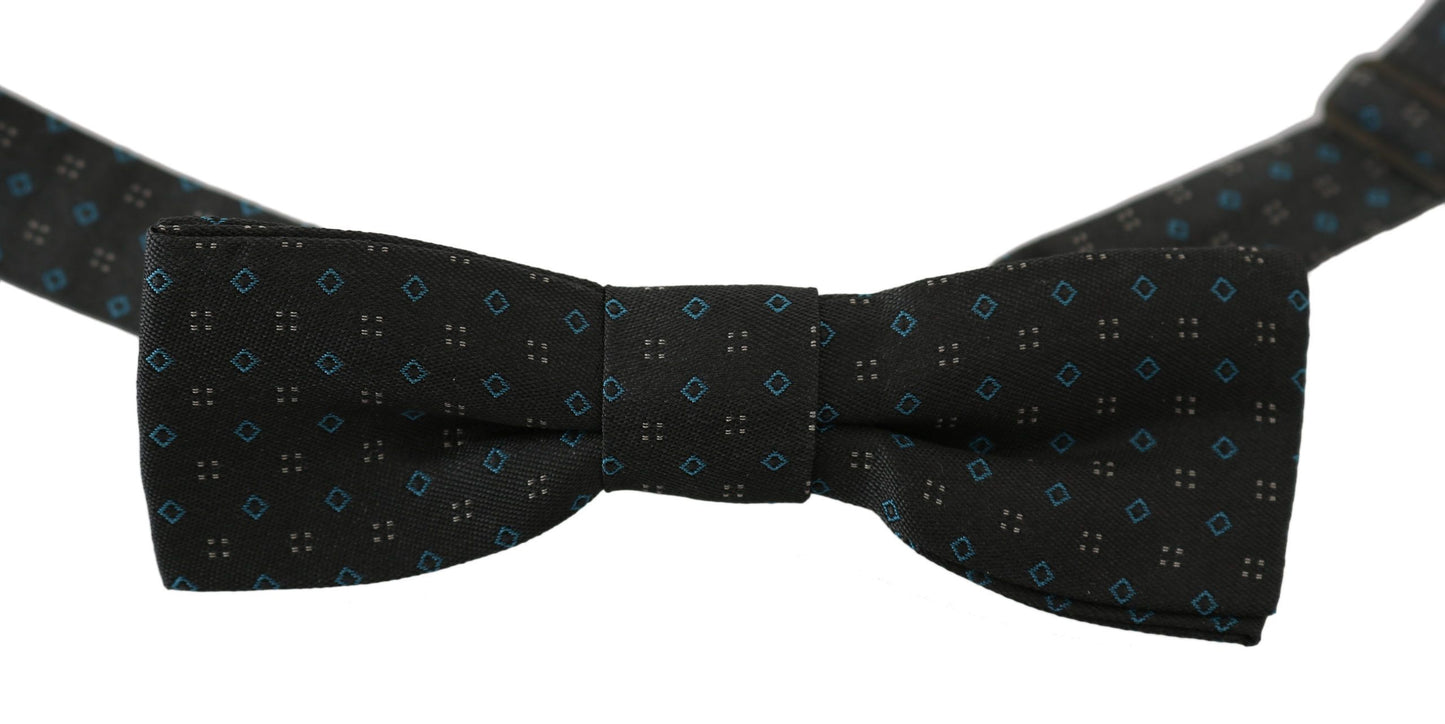 Dolce & Gabbana Men Gray Pattern Silk Adjustable Neck Papillon Bow Tie