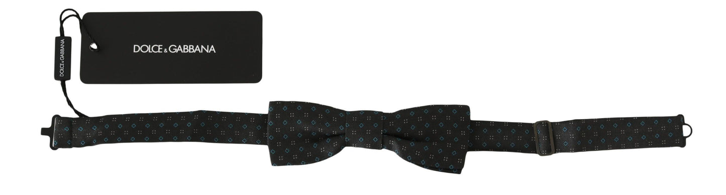 Dolce & Gabbana Men Gray Pattern Silk Adjustable Neck Papillon Bow Tie