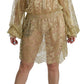 Dolce & Gabbana Elegant Gold Lace A-Line Knee Length Dress