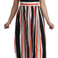 Dolce & Gabbana Multicolor Stripes A-Line Pleated Midi Dress