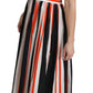 Dolce & Gabbana Multicolor Stripes A-Line Pleated Midi Dress