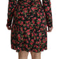 Dolce & Gabbana Black Floral Longsleeve Knee Length Dress