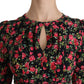 Dolce & Gabbana Black Floral Longsleeve Knee Length Dress