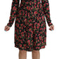 Dolce & Gabbana Black Floral Longsleeve Knee Length Dress