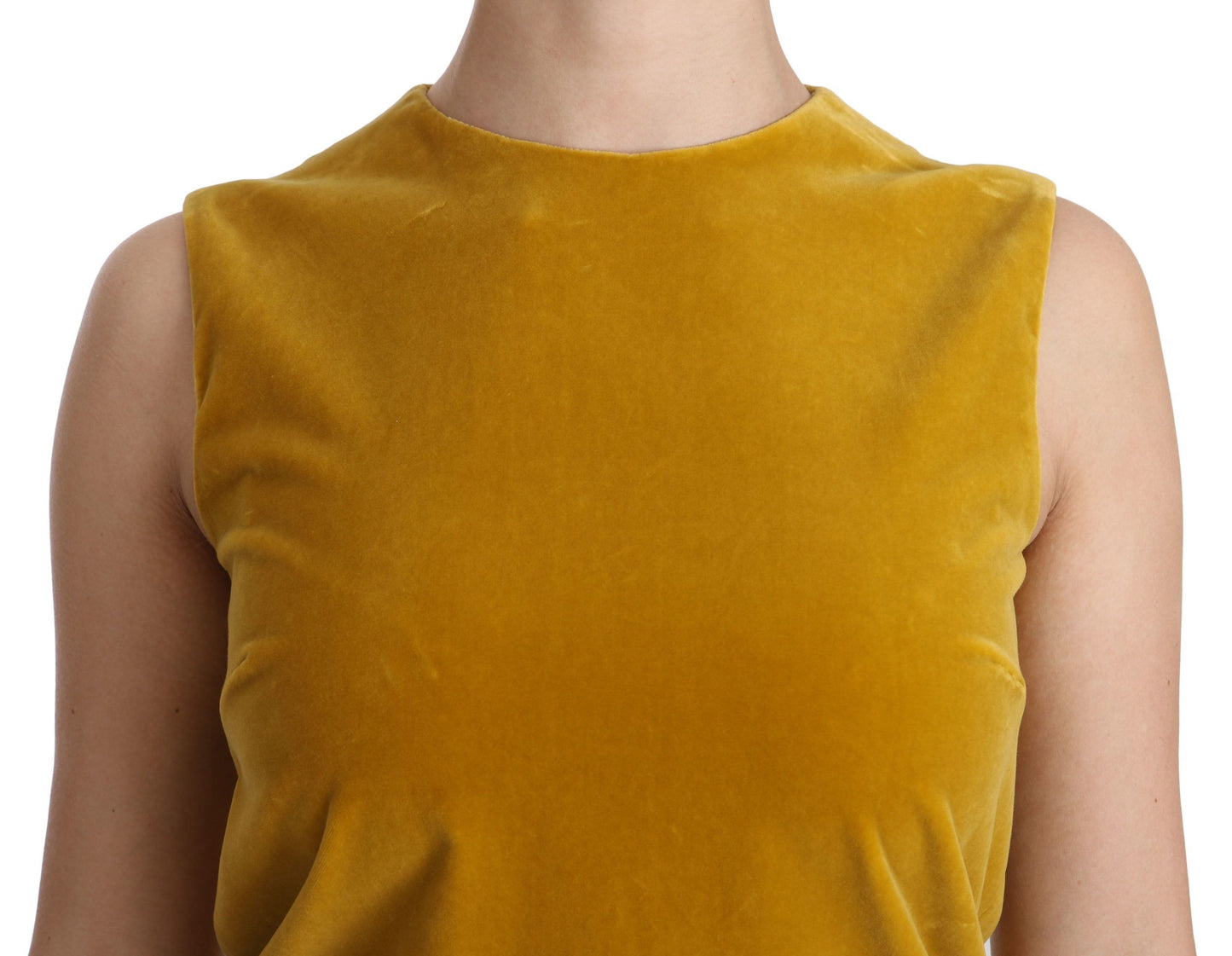 Dolce & Gabbana Mustard Velvet Stretch Shift Mini Dress