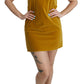 Dolce & Gabbana Mustard Velvet Stretch Shift Mini Dress