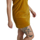 Dolce & Gabbana Mustard Velvet Stretch Shift Mini Dress