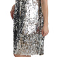 Dolce & Gabbana Silver Sequined Crystal Shift Gown Dress