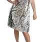 Dolce & Gabbana Silver Sequined Crystal Shift Gown Dress