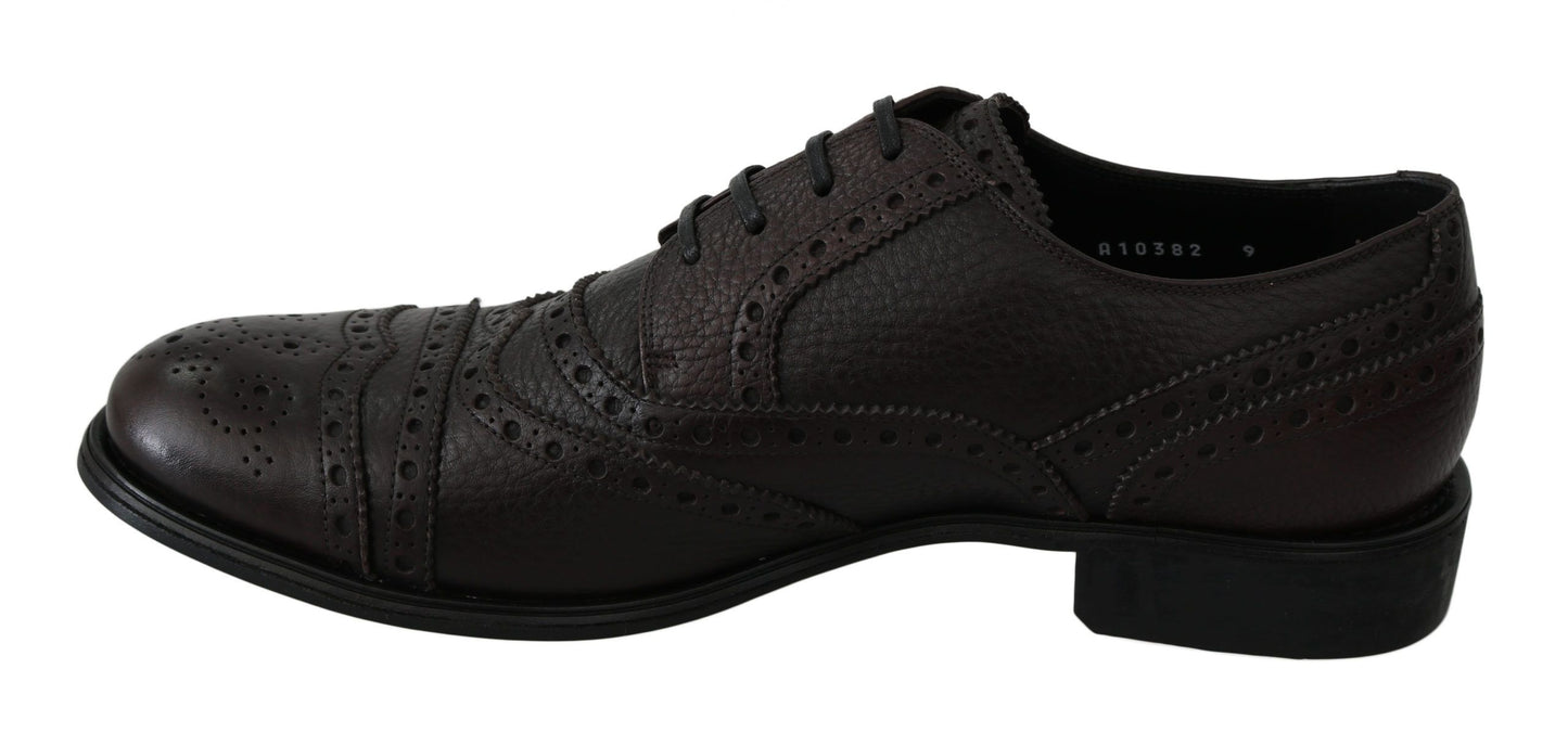 Dolce & Gabbana Brown Leather Brogue Derby Dress Shoes