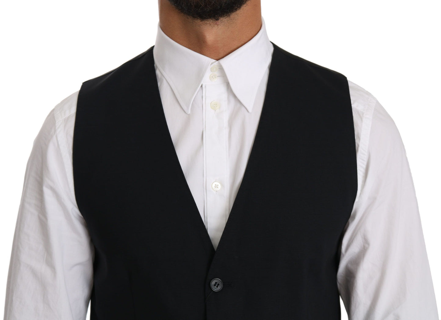 Dolce & Gabbana Blue Wool Waistcoat Formal Gilet Vest