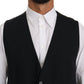 Dolce & Gabbana Sleek Black Cotton Blend Dress Vest