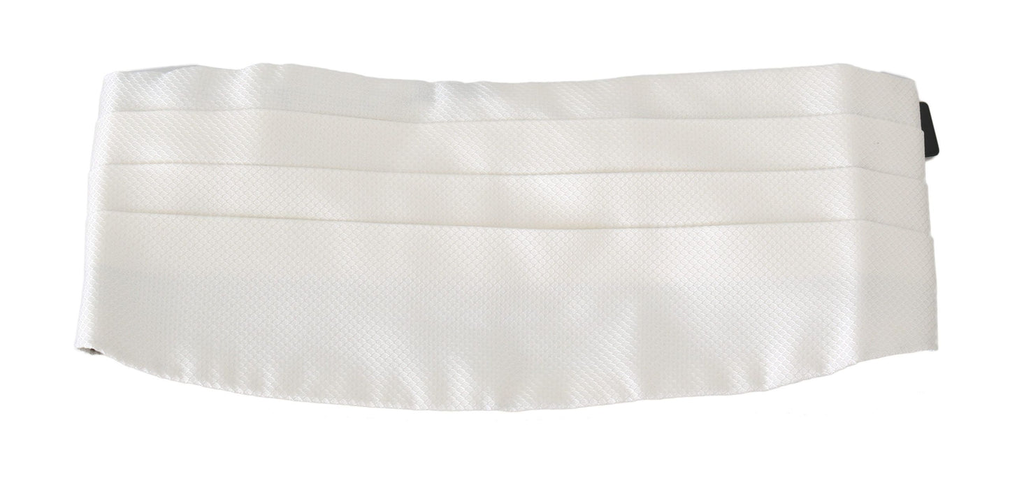 Dolce & Gabbana White Men Waist Belt 100% Silk Cummerbund