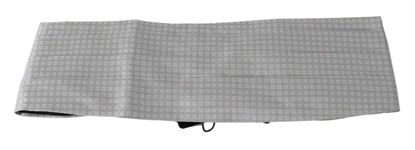 Dolce & Gabbana Gray Patterned Waist Belt Silk Cummerbund