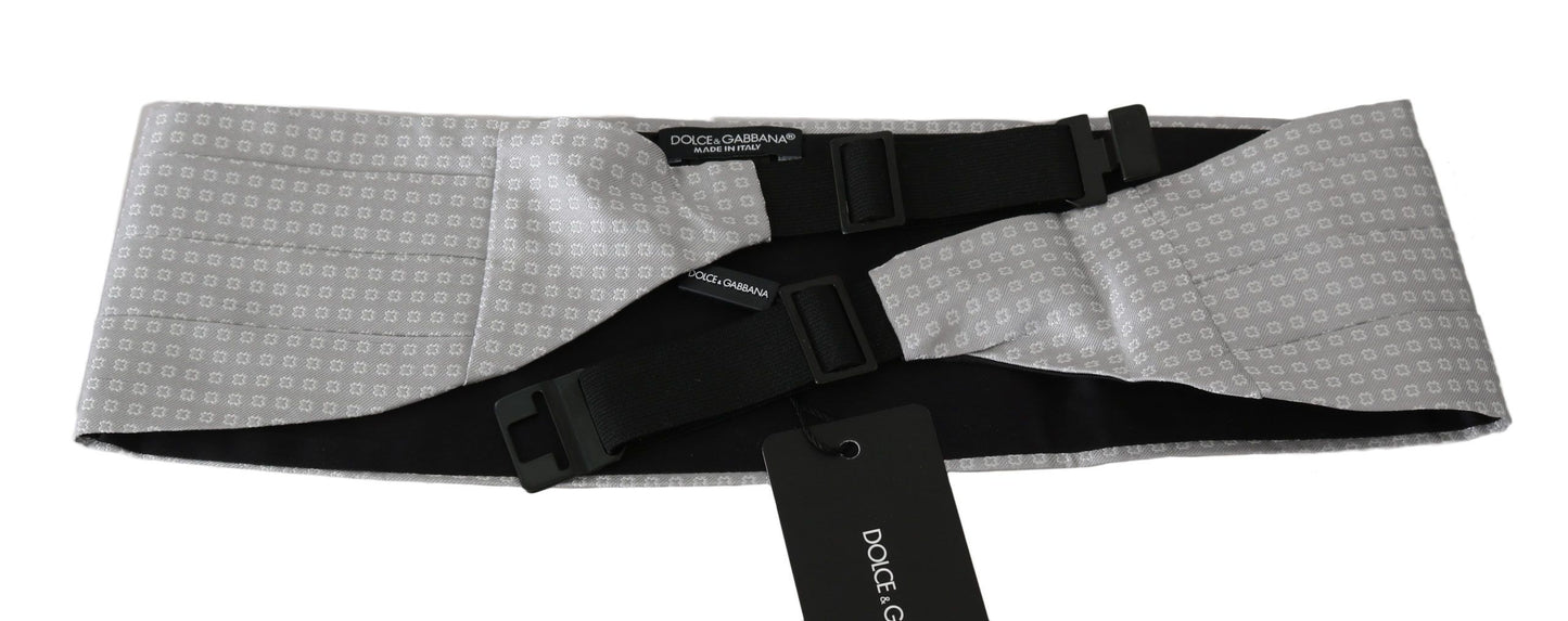 Dolce & Gabbana Gray Patterned Waist Belt Silk Cummerbund