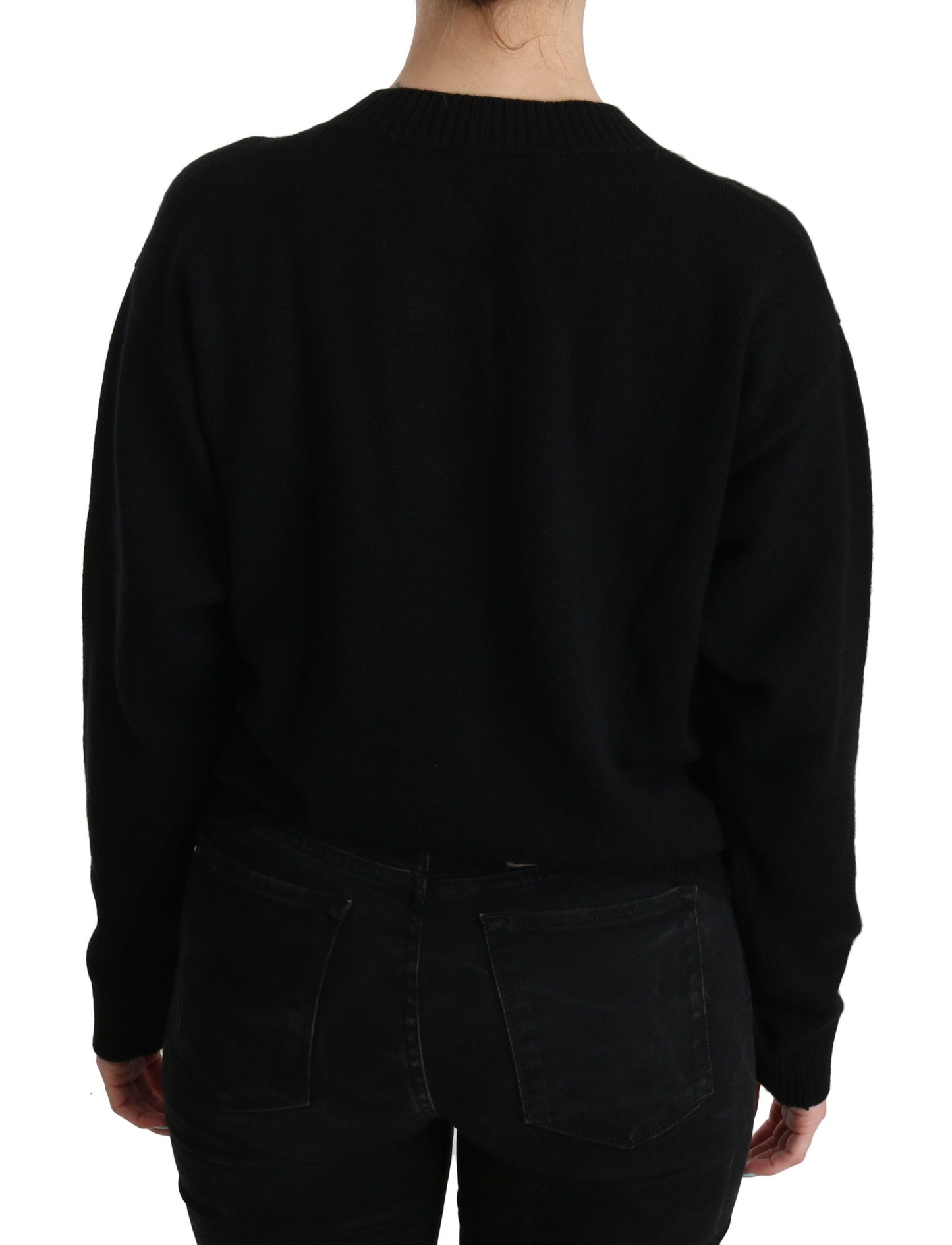 Dolce & Gabbana Black Button Embellished Cardigan Sweater