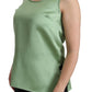 Dolce & Gabbana Green Sleeveless 100% Silk Top Tank Blouse